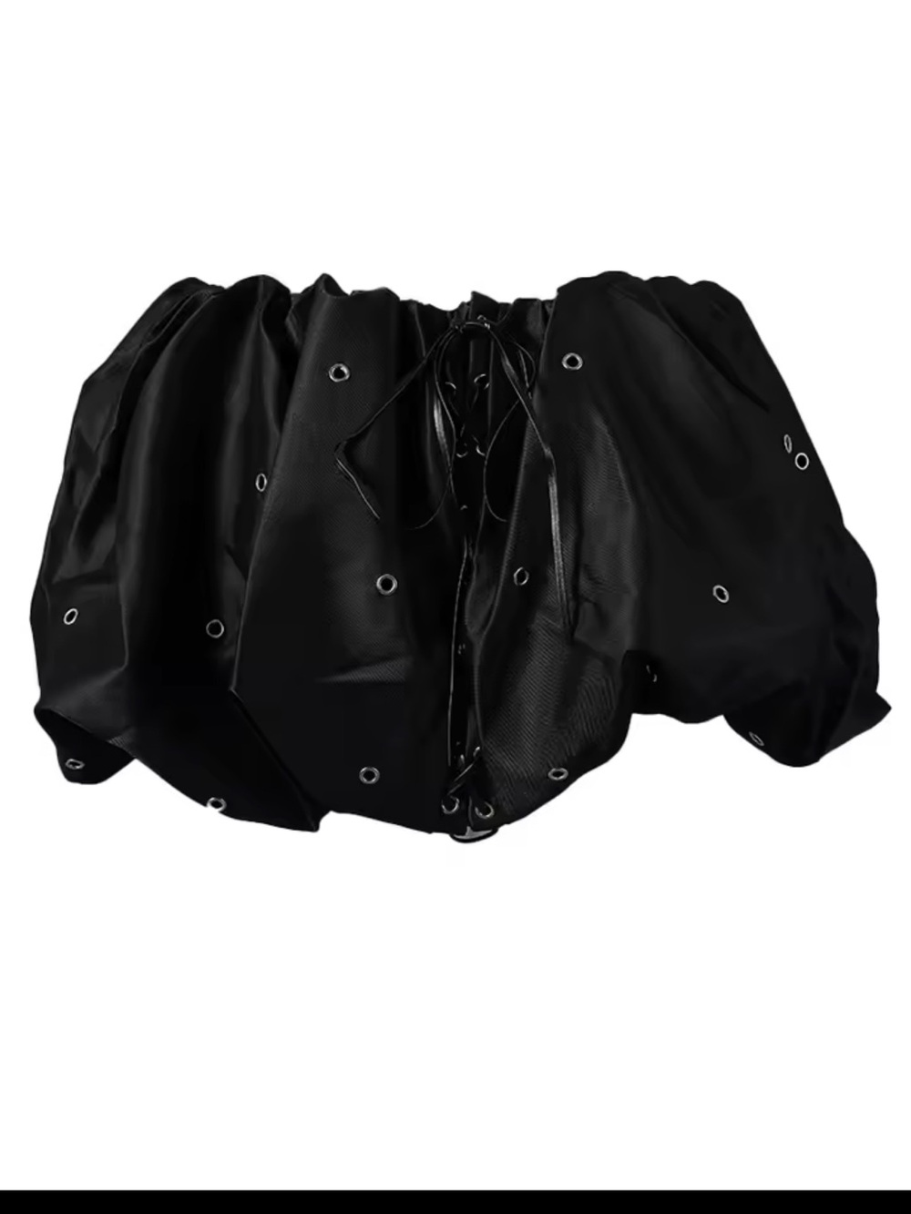 Black Eyelet Faux satin Puff Skirt